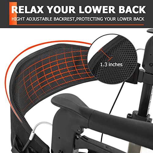 Rollator Walker With 18'' Seat -Folding Tall Rolling Walker With 10” Front Wheels Supporting Up To 300Lbs #TOP3