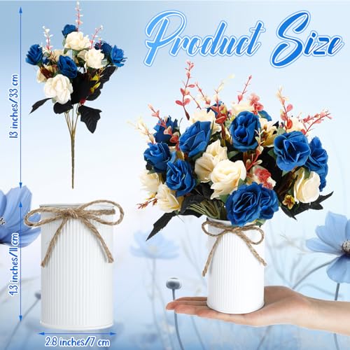 Domensi Wedding Centerpiece for Table Artificial Rose with Vase Fake Bouquets and Metal Pot Floral Arrangements for Holiday Party Event Table Decor - Image 4