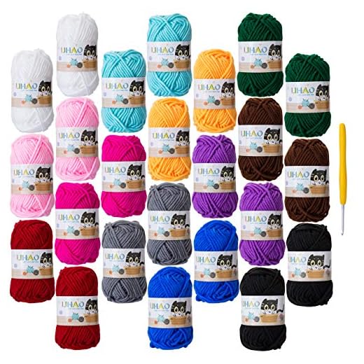 LIHAO 24 Lanas para Tejer Ovillos de Lana Estambre Algodón Lanas Crochet (15g x 12 Colores)