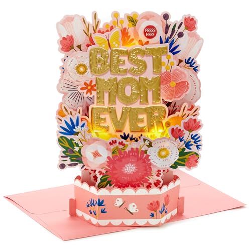 Hallmark 13" Large Mother's Day Gift Bag with Tissue Paper and Card (Love You Mom, Lavender, Modern Flowers)