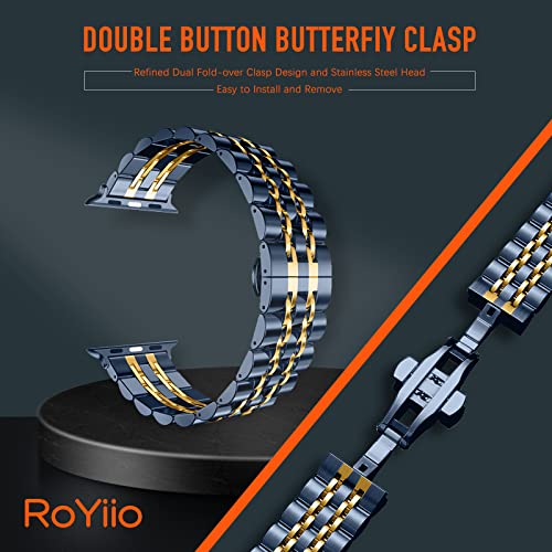RoYiio Metal Strap for Apple Watch 42mm/44mm/45mm/46mm/49mm Strap Stainless Steel Replacement Bands for Apple Watch Ultra 3/2/1 - Image 2