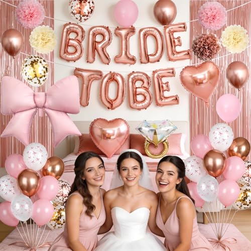 Image of Rose Gold Bachelorette Party Decorations,Bride To Be Bridal Shower Balloons