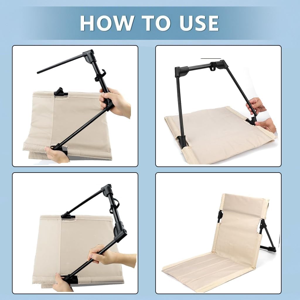 2 Pack Foldable Poolside Chairs – Portable Flip Chairs for Edge of Pool, Beach, Camping, Picnic, Lawn – Compact & Lightweight Outdoor Seating Accessories (2, Light Beige) - Image 4