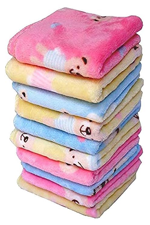Face Towel Handkerchief Rumal 300GSM Soft and Absorben Teddy Bear Printed Face Towels for girls Women's, Kids and Newborn Babies Set of12 Multicolor-image-36