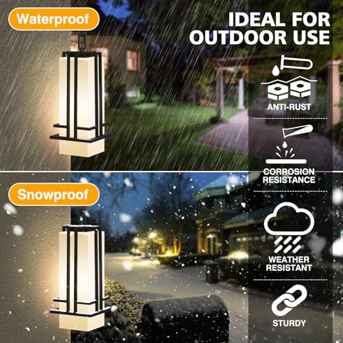 Outdoor Pendant Light Fixture - Aluminum Exterior Hanging Lantern, Outdoor Hanging Light with Black Adjustable Chain Outdoor Pendant Lights for Porch Patio (Max 44.09''H, 1 pc)