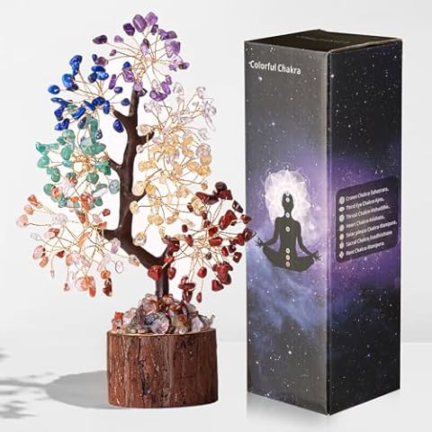 DUQGUHO Chakra Tree Crystal Tree for Positive Energy Healing Crystal Tree of Life Spiritual Decor Gifts Meditation Home Office Decor 7 Chakra Crystal Tree Decor Good Luck Crystal Gifts for Women Cover