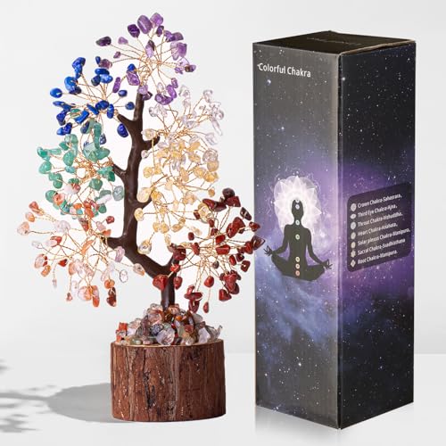 DUQGUHO 7 Chakra Tree of Life Crystal Tree for Positive Energy Healing Crystals Decor Spiritual Gifts for Women Office Decorations for Work Spiritual Decor for Home