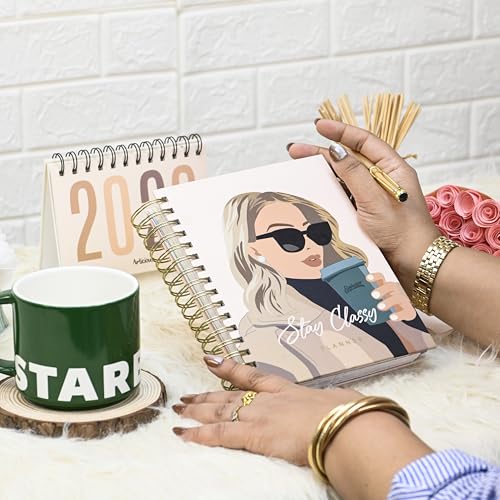Image of Planner Kit Includes A5 Journal (22x17cm) 262 Pages | 120 GSM | Weekly Planner | Desk Calendar 2026 | Stickers Book | Bookmark (The Classy Edition, Boss Mode Series)