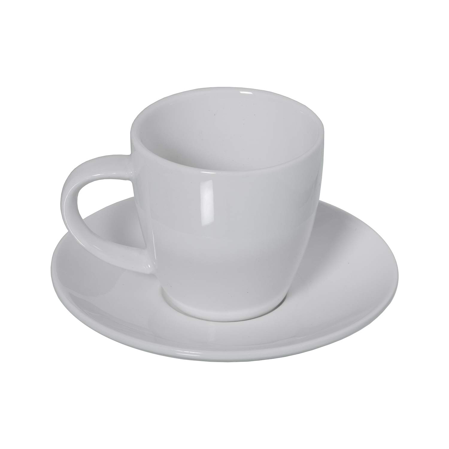 Tasses à café avec soucoupe DRW en porcelaine blanche coffret cadeau 6 pièces 90 cc