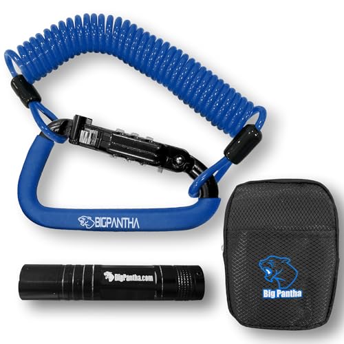 BigPantha Motorcycle Helmet Lock & Security Cable - Blue Carabiner