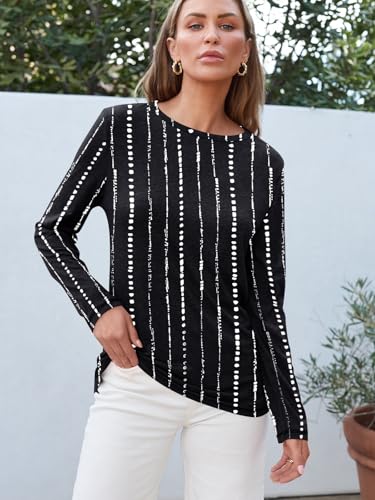 Image of AUTOMET Women's Long Sleeve Crewneck Shirts Casual Basic Tops