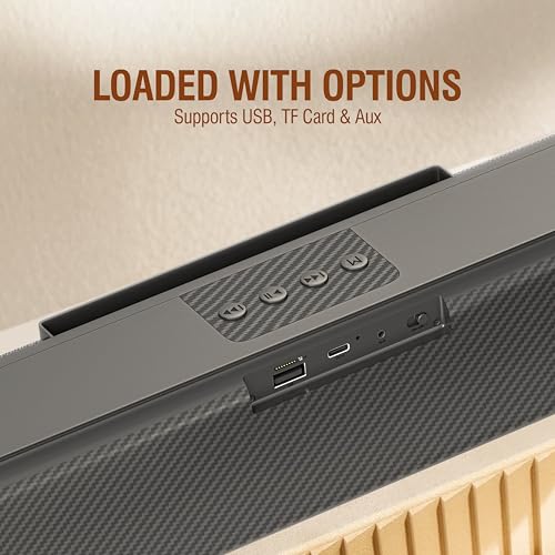 Image of UBON Thunder SP90 Wireless Sounbar with Voice Changer Mic, 16 W Powerfull Sound Output, Built in Mobile Holder, 10HRS Playtime, Bluetooth Sound Bar, Soundbar Speaker (Black)