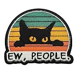 Ew, People Patches Klett Lustiger Katze Klett Patch Militär Stickerei Taktisch Aufnäher, Stickerei Aufnäher für Kleidung Rucksack Jacken Hundegeschirr Militär 1 Stück