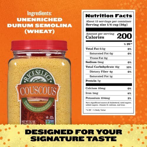 Riceselect Couscous, Moroccan-Style Non-Gmo And Vegan Couscous Pasta, 26.5 Ounce Jar #TOP3