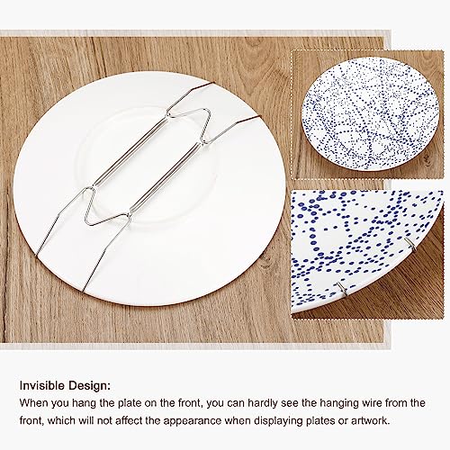 Image of uxcell 12Pcs Plate Hanger, 6 8 10 Inch Stainless Steel Invisible Wall Plate Hangers with 12Pcs Wall Hooks and 50Pcs Protectors for Decorative Plates, Silver