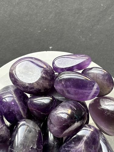 Image of Tumbled Stones, Natural Crystal Healing Stones, Home Office Decor, Aquarium Decorative Pebbles, Vase Fillers (Amethyst, 50)
