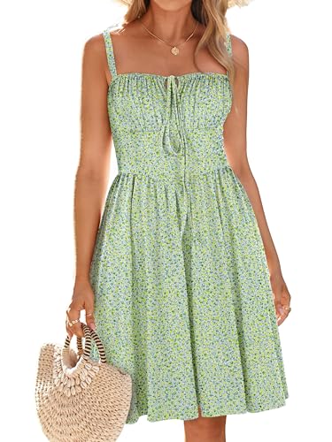 Image of YIOYOLA Womens Summer Mini Corset Casual Dresses Spaghetti Straps Lace Up Vacation Beach Sundress with Pockets 2026
