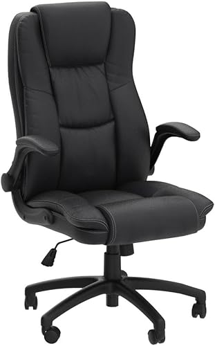 Miniatura 5 de Silla de oficina grande y alta con respaldo alto, silla ejecutiva de cuero, silla ergonómica de cuero para computadora en casa con brazos abatibles,