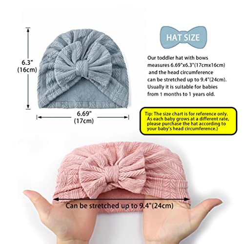 Zurlefy 6 Pcs Stretchy Baby Hats With Bows, Pink Baby Turban For Baby Girls, Newborn Headwraps, Baby Girls Caps, Infant Hat (17-2) #TOP5