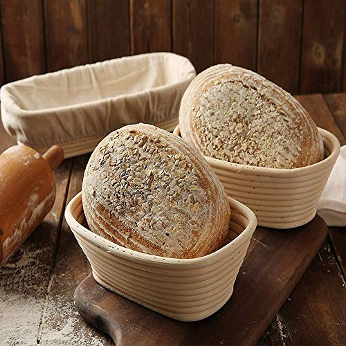 Bread Proofing Basket 2 Pack 10 Inch Oval Rattan Pastry Dough Sourdough Proofing Blooming Proving Basket Food Storage Basket Baking Tools #TOP4