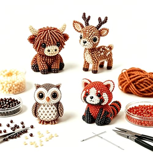 Generisch DIY 3D Tier Perlen Bastelset fur Erwachsene Komplettes Set mit Aufbewahrung und Anleitung Susse Perlentiere als Schreibtisch Deko und Sammelfigur (A)