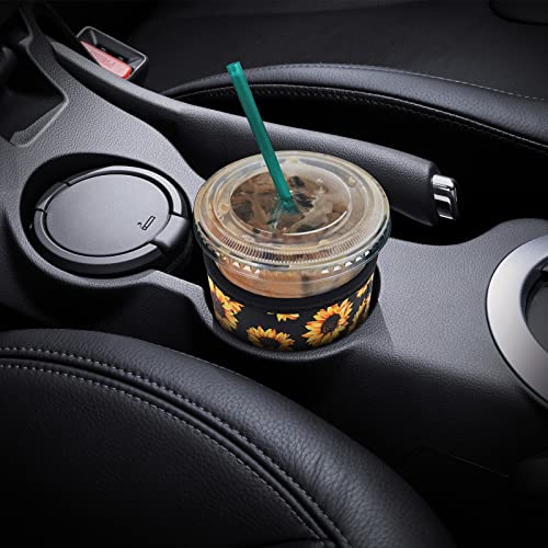 Image of YR Reusable Neoprene Insulator Sleeve for Iced Coffee Cups, 3 Pack Coffee Coolies sleeves for Iced & Hot Drinks, Cold Beverage Cooler Compatible with Starbucks Coffee and More (Sunflower)