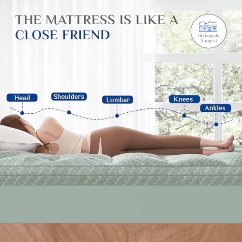 Dual Layer 3 Inch Memory Foam Mattress Topper Full Size, 2 Inch Gel Memory Foam Plus 1 Inch Cooling Pillow Top Mattress Pad Cover, with 8-21 Inch Deep Pocket, Green