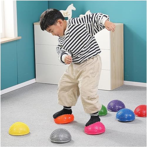 バランスストーン 子供の飛び石、保育園早期教育バランストレーニング川の石、半円形の触覚ボール 半円型 体幹トレーニング バランスストーン バランスボール 血行促進 バランス運動 足裏マッサージ ツボ押しボール筋膜リリース Color : 7 PCS Siz