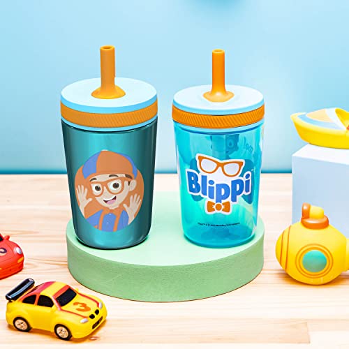 Image of Zak Designs Blippi Kelso Toddler Cups For Travel or At Home, 12oz Vacuum Insulated Stainless Steel Sippy Cup With Leak-Proof Design is Perfect For Kids
