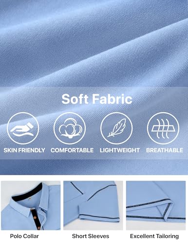 Image of Mens Polo Shirts Short Sleeve Casual Summer Lightweight Cotton Golf Polo Shirts with Pocket