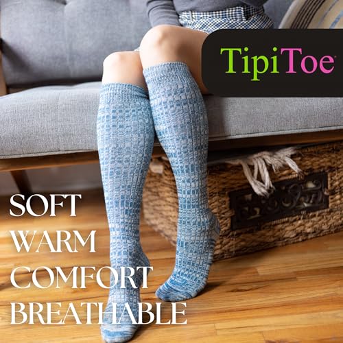 Tipi Toe Women's 3 Pairs Ragg Marled Ribbed over the calf/knee high Wool-Blend Boot Socks3
