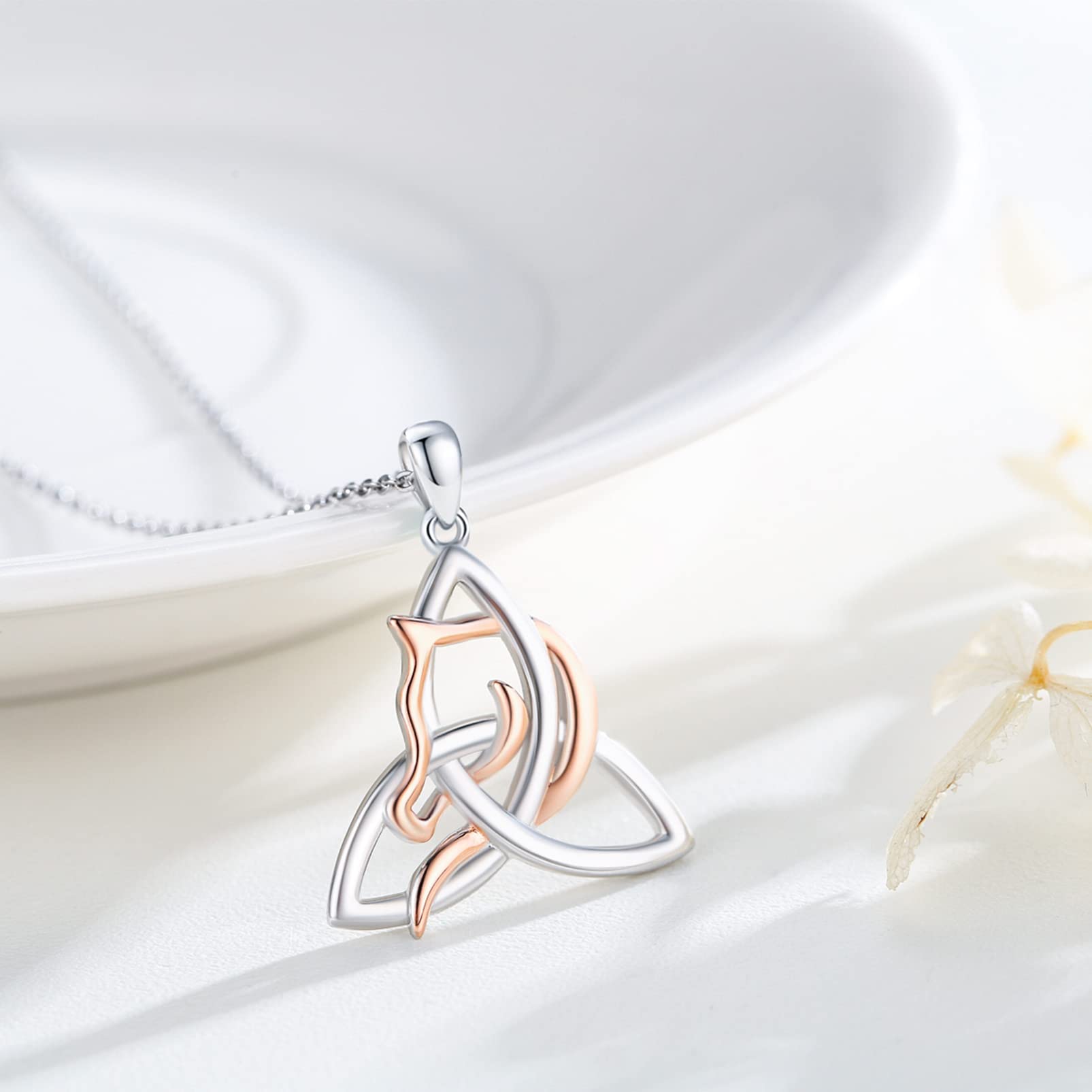 Silber Halskette Pferd Damen, Mädchen 925 Sterling Silber Keltischer Knoten Kette, Hypoallergene Tier Schmuck, Pferdeliebhaber Geschenke für Mädchen