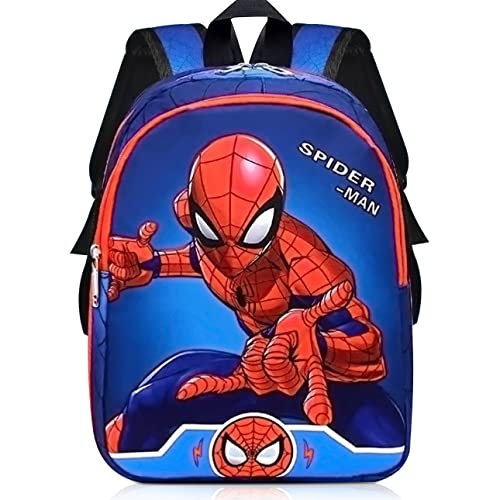 Qooloo Spiderman sac à dos enfant cartable Spider Man araignée Marvel Comics Super-héros thème dessin animé sac à dos bébé garçon fille pour sport Sac de voyage Bleu, 30 x 25 x 15 cm Cover
