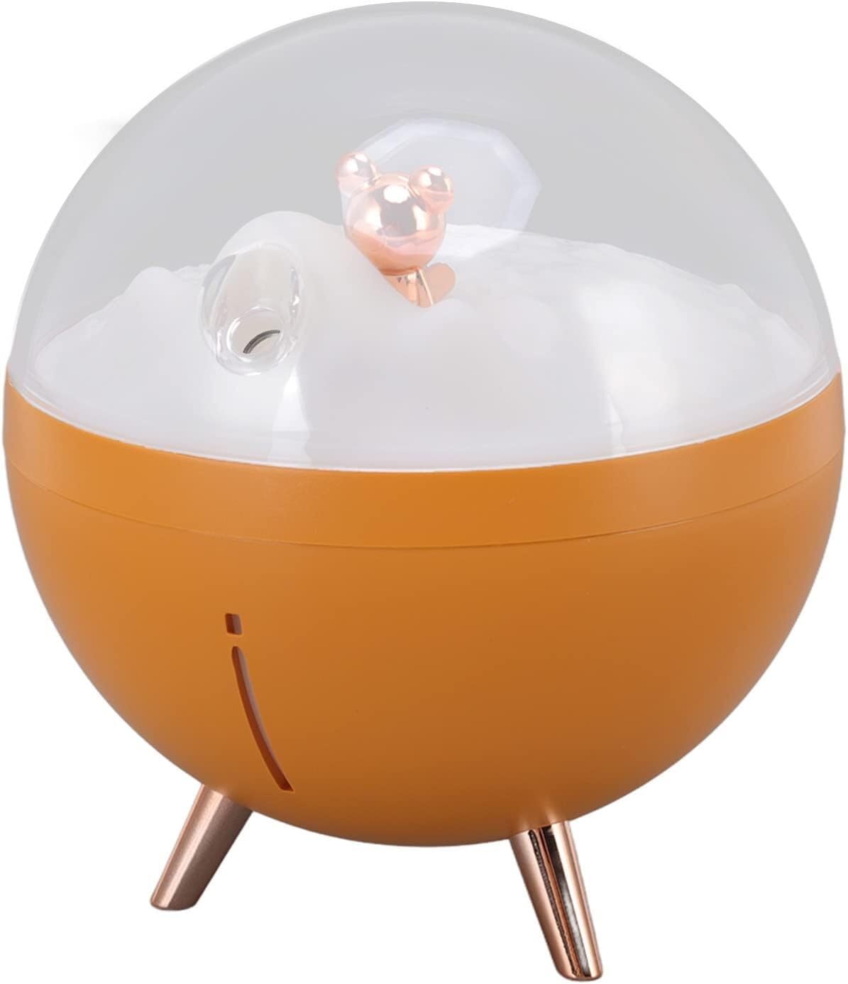 Humidificateur d'air ours spatial pour chambre d'enfant avec veilleuse douce orange