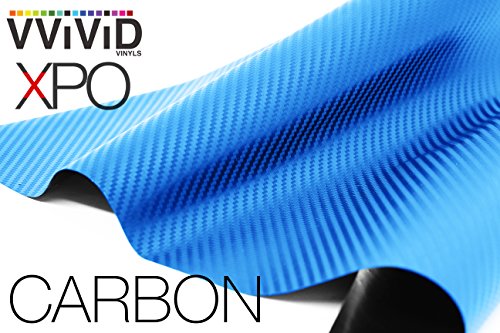 Image of VViViD XPO Electric Blue 3D Carbon Fiber Vinyl Wrap Roll with Air Release Technology (100ft x 5ft)