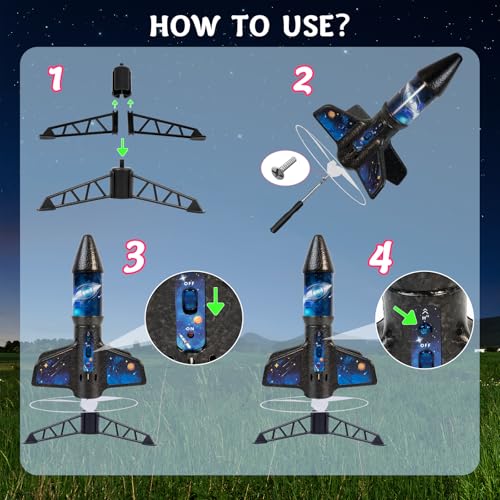 Image of Rocket Launcher for Kids -200 Feet of Flight Altitude, Auto Electric Rocket Toys with Safe Parachute, Outdoor Summer Yard Toys Easter Birthday Gifts for Boys & Girls Age 6 7 9 10 12 8-13 Years Old