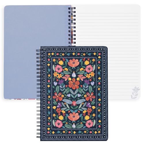 Carnet à spirales 21 x 15,9 cm avec couverture rigide folk