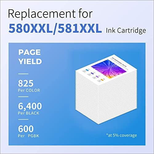 myCartridge SUPCOLOR 580 581 PGI-580 CLI-581XXL Ink Cartridges Multipack Compatible for Canon Pixma TR8550 TS705 TS6250 TS6151 TR7550 TS6251 TS6350 TS8350 TS8351 TS9550 TS8352 printer ink cartridges
