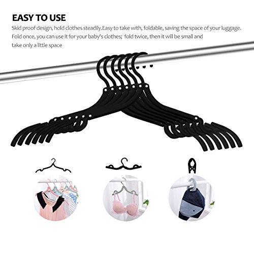 12 Pcs Travel Hangers - Portable Folding Clothes Hangers Travel Accessories Foldable Clothes Drying Rack For Travel (Black) #TOP3