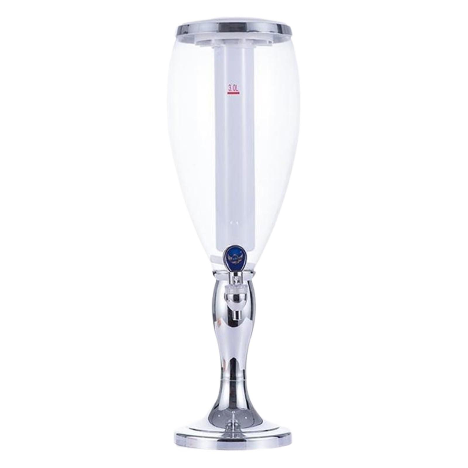 ASerZenith Juice Dispenser Beer Dispenser Beer Beverage Dispensers With Ice Tube With Spigot For Game Party Home Bar Drink Champaign Ice Chamber(Silver-3L)