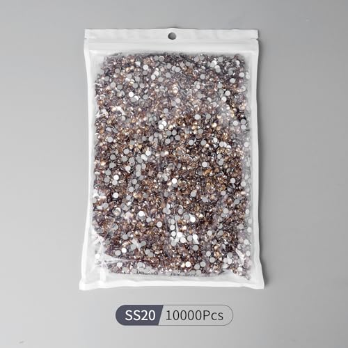 Image of 10000PCS Golden Shadow Rhinestones Bulk, Flat Back Crystal Glass Stone Round Gems,SS20, 4.6-4.8mm