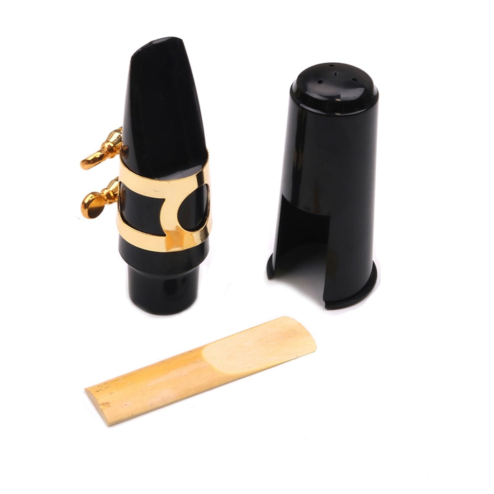 Akcesoria Do Instrumentów Saksofonu Zestaw Ustników Do Saksofonu Altowego Z Nasadką Zaciskową Ustnika Stroiki Podkładki Pod Zęby Akcesoria Do Instrumentów Dętych (Color : Bk)
