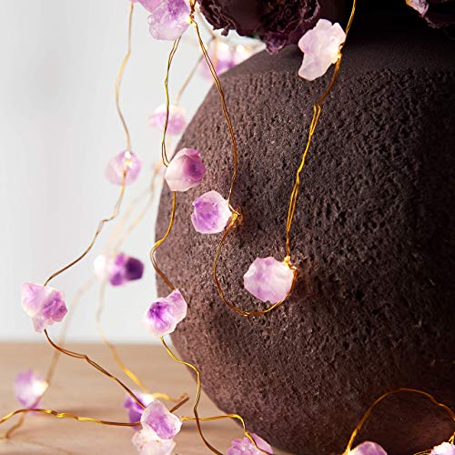 Miya Life Natural Amethyst Raw Stones Usb/Battery Powered 10Ft 40 Leds With Remote/Timer For Meditation Wedding Valentine's Day Present Bedroom Christmas Party Birthday Ornament #TOP7