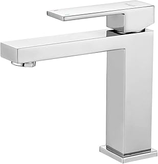 IBERGRIF M11005, Bad Wasserhahn, Eckig Waschtischarmatur mit Komfort Auslauf Höhe, Chrom, Silber, S