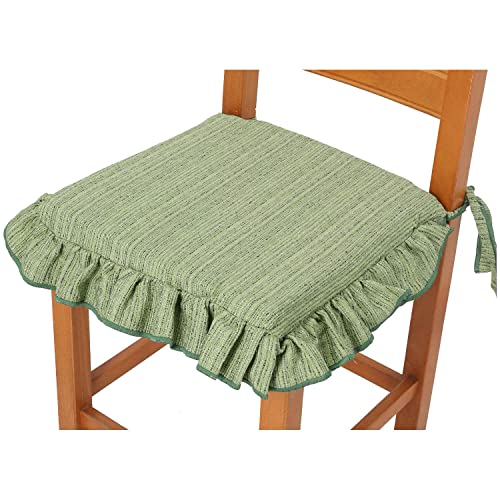 Casatessile Cojín de Silla con Ruffle y cordón Melange Cojín Funda Silla Acolchado 38x38 cm. - Verde, Cada Pieza