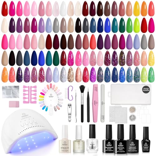 Image of Beetles 75Pcs Gel Nail Kit with U V Light -45 Colors Nails Kit for Beginners with Everything Included 5PCS Base Top Coat Soak Off Nails Art Tools All Season Design Manicure Gifts for Women Teen Girls