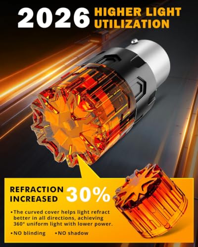 Image of Auxbeam 2026 B2 Series BAU15S LED Bulbs Amber Turn Signal Blinker Light