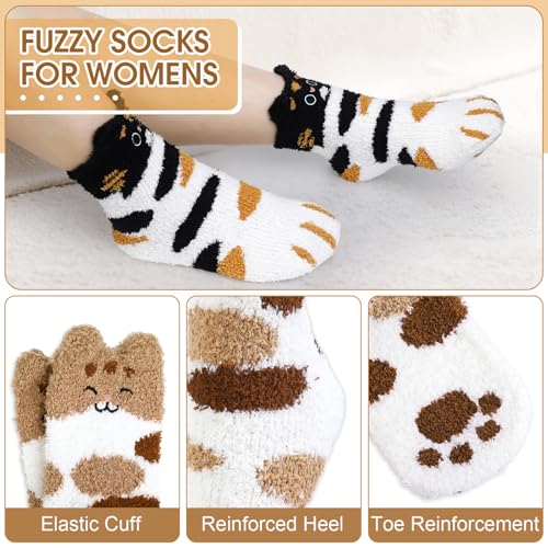 Image of iCamter 5 Pairs Womens Fluffy Fuzzy Socks Cute Warm Winter Slipper Cozy Socks for Women
