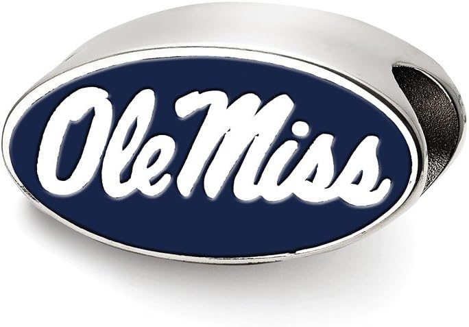 LogoArt Logo Art Sterling Silver Ole Miss Rebels in Oval Enameled Logo Bead