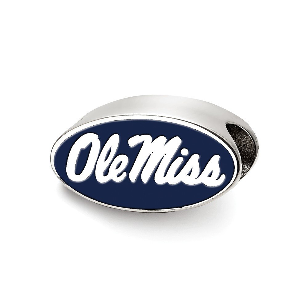 LogoArt Logo Art Sterling Silver Ole Miss Rebels in Oval Enameled Logo Bead